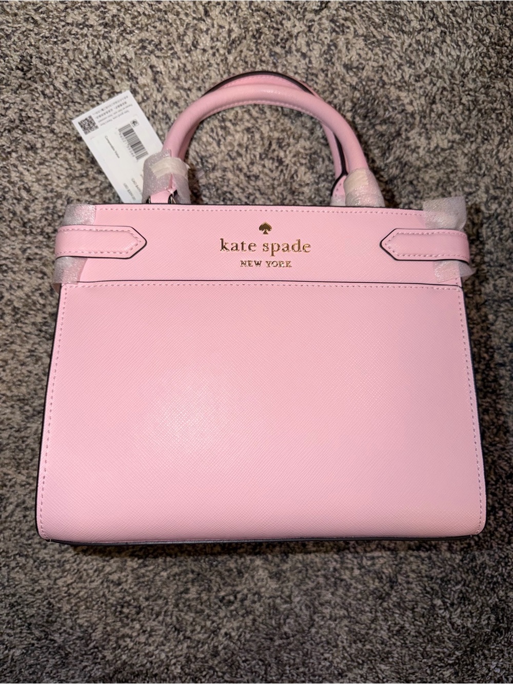 kate spade pink saffiano leather satchel with gold logo NWT - Picture 2 of 6